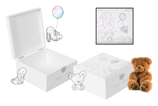 Keepsake Box forziere neonato genere neutro regalo baule memoria