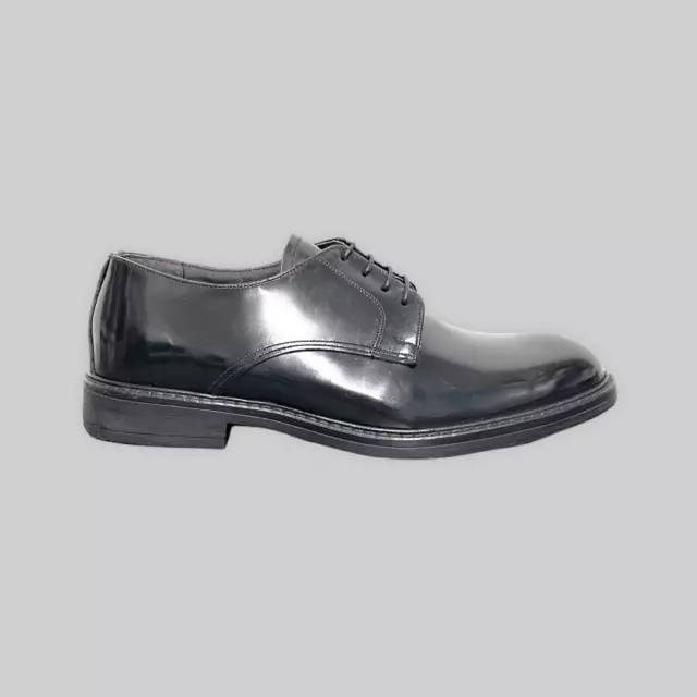 Derby Uomo Pelle Abrasivato Nero Scarpe Lucide classiche eleganti Made in Italy