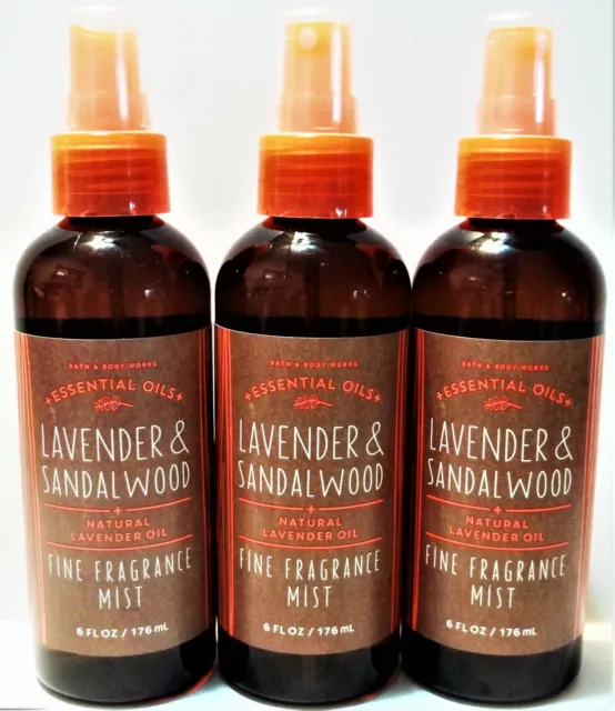 Bath Body Works LAVENDER & SANDALWOOD Fine Fragrance Mist, 6 fl. oz., NEW x 3