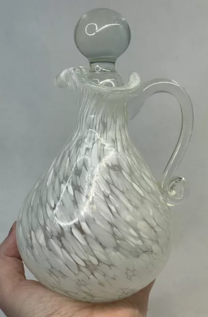 Antique Victorian Spatter End-of-Day Glass Cruet Pitcher Ewer Hand Blown