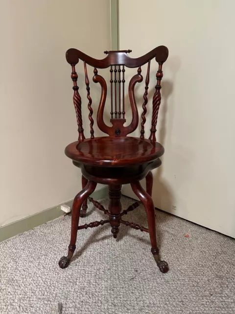 Ornate Antique Adjustable Music Chair (RJ Horner)