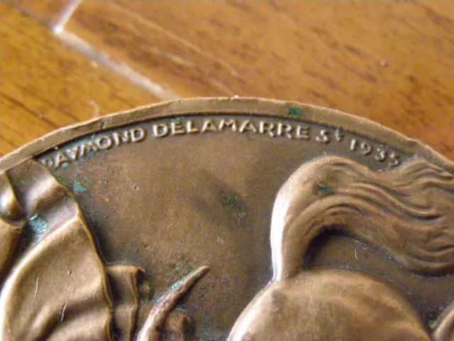 Rare Medaille Bronze Ville D'alger Cavalier Arabe Raymond Delammare - Cgt 3