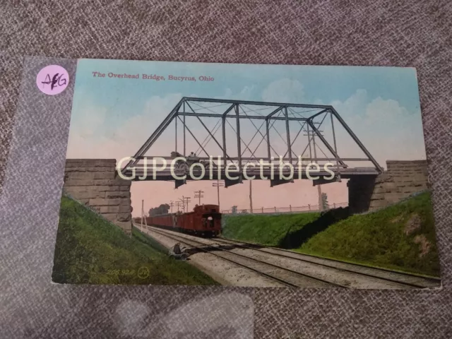 PAFG Train or Station Postcard Railroad RR THE OVERHEAD BRIDGE BUCYRUS OHIO