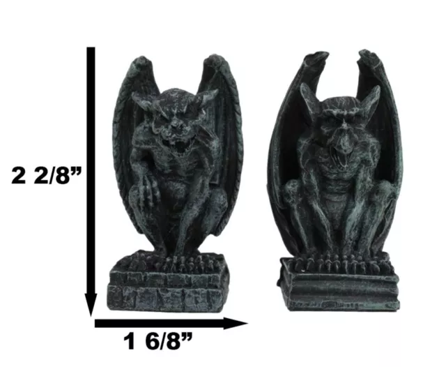 Gothic Notre Dame Guardian Mini Gargoyle Statue Set of 2 Miniature Fairy Garden 2