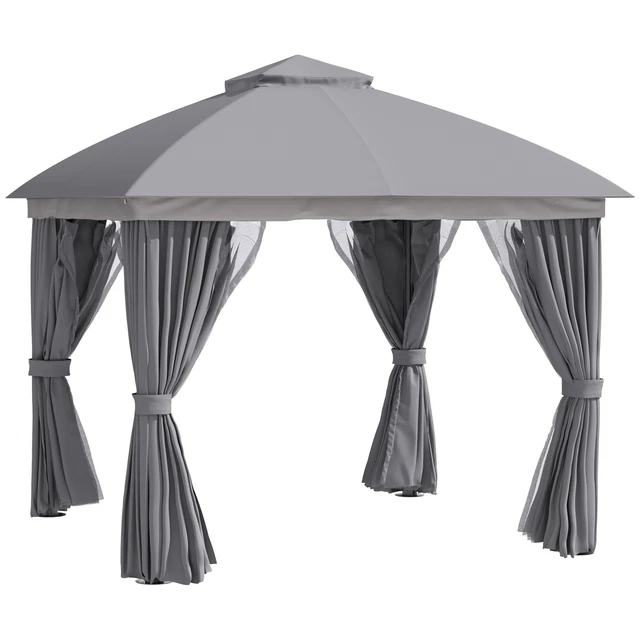 Gartenpavillon Pavillon 3 x 3 m mit Doppeldach mit Seitenteile Moskitonetz Alu