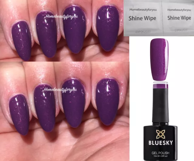 Bluesky Gel Nail Polish Purple Plum Shimmer Autumn Winter A03 Led Uv Soak Off