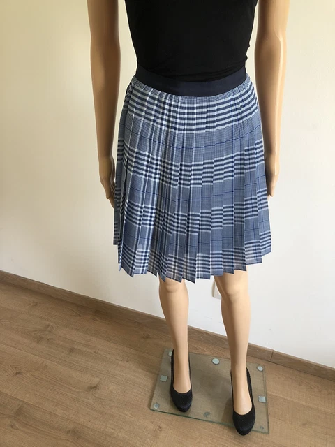 Jupe Plissée Vintage WEILL - Bleue Et Blanche - Longueur 79 Cm - Occasion Très Bon état