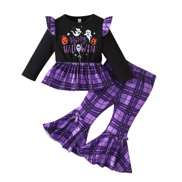 Kids Girls T-Shirts Happy Halloween Outfits Long Sleeve Shirts Costume Outfits