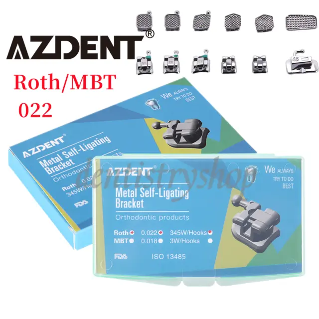 AZDENT Dental Ortho Bracket Passive Self Ligating Braces Roth/MBT 022 Hooks 345