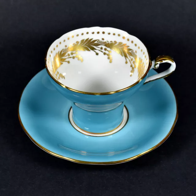 Aynsley English Bone China "Robin's Egg Blue" Teacup & Saucer 2