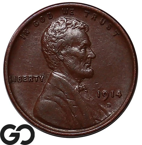 1914-D Lincoln Cent Wheat Penny, Ultra RARE This Nice, Choice BU++ Key Date!