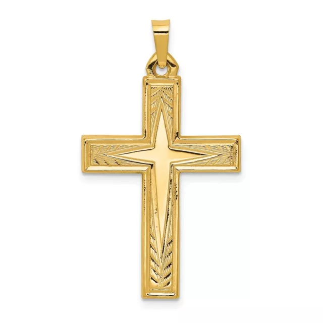 14K Yellow Gold Polished Latin Cross Pendant L-35.5 mm W-19.75 mm