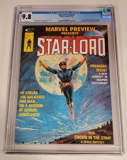 Marvel Preview #4 (1976) Cgc 9.8 Wp *Origin & 1St App Of Star-Lord* Beautiful!