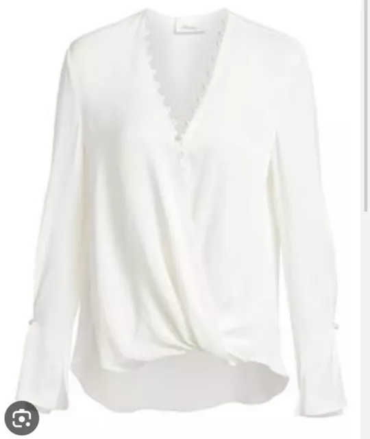 3.1 Phillip Lim blouse sz 0 off white satin pearl drape shirt viscose New NWT