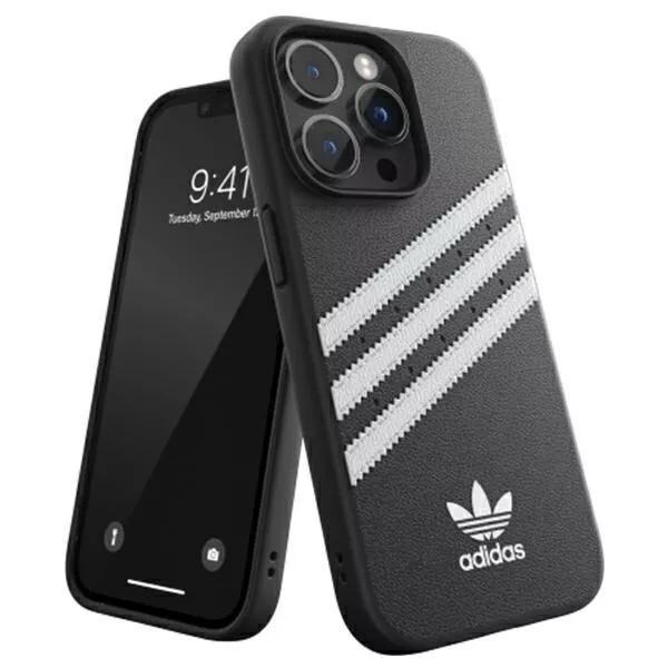 Adidas OR Moulded 3 Streifen Snap Case Schutzhülle iPhone 14 Pro schwarz/weiss