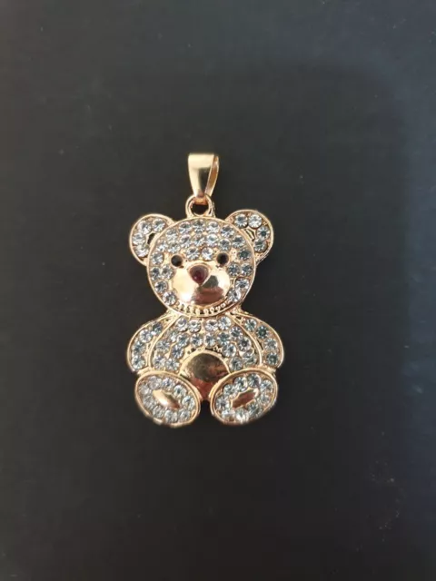 Womens 9ct Gold Plated Limited Edition Teddy Bear Pendant