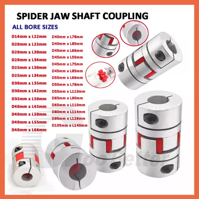 CNC Shaft Coupler Flexible Plum Spider Jaw Coupling Stepper Motor All Bore Sizes