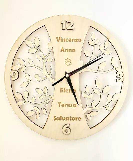 Orologio Da Parete In Legno Albero Della Vita Personalizzato 29x29cm