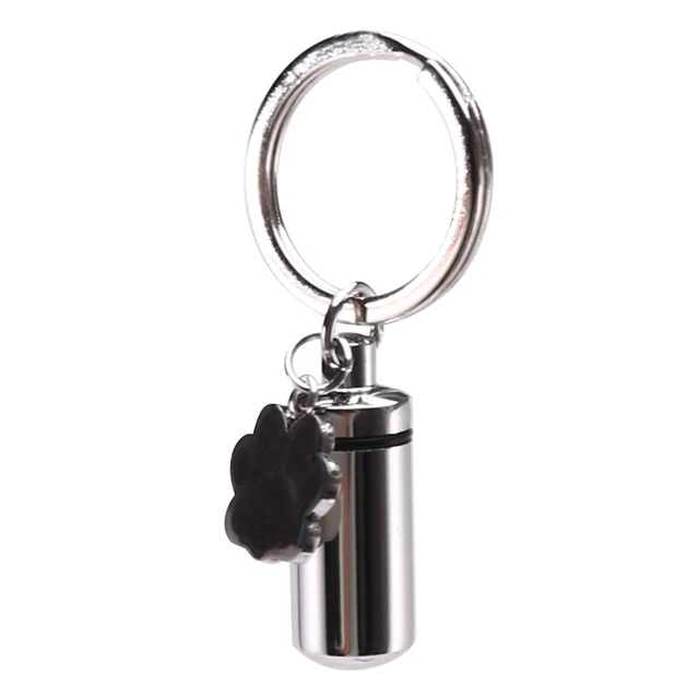 Llavero cilindro con dije de acero inoxidable para cenizas pelo conmemorativo Y8F4