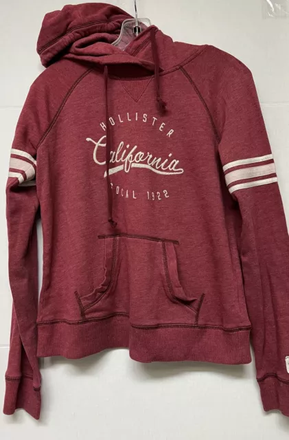 Hollister So California Burgundy Maroon Hoodie Pullover Sweatshirt Womens Size S