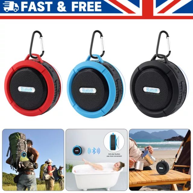 Wireless Speaker Waterproof Bluetooth Shower Portable Bathroom Suction Cup Hook