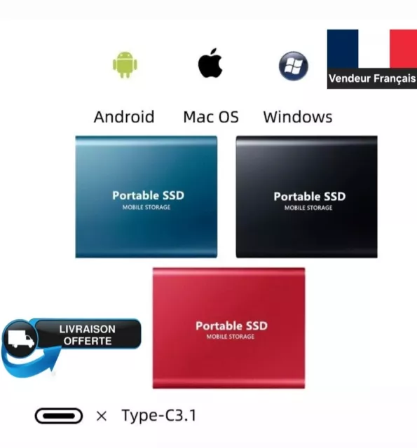 Disque dur externe SSD 3.0 Grand capacité 2to/4to/6to/8to Mini SSD Rapide