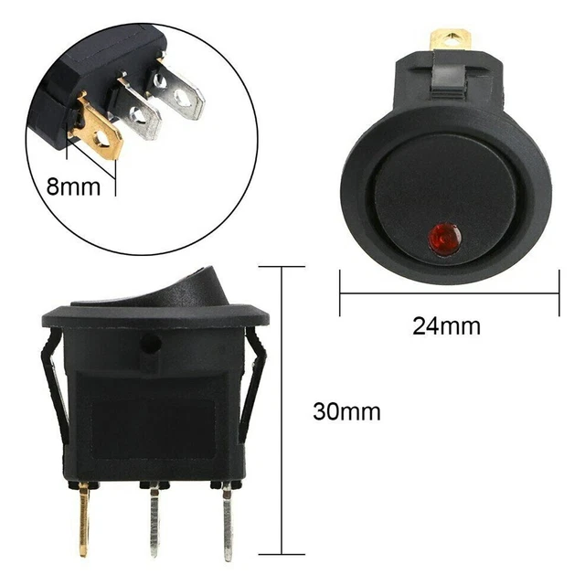 20A 12V 220V / Interrupteur à Bascule LED Eclairage Voiture Et Bateau Rond À /