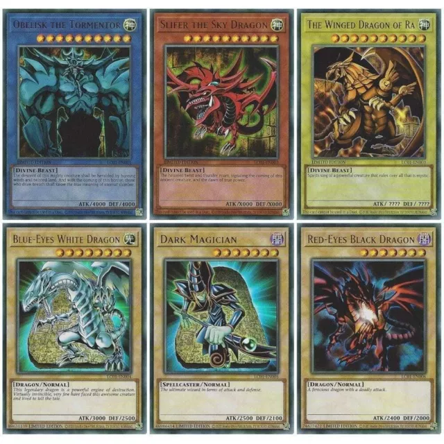 YuGiOh Ultra Rare Set : Egyptian God Cards, Blue-Eyes, Dark Magician & Red-Eyes