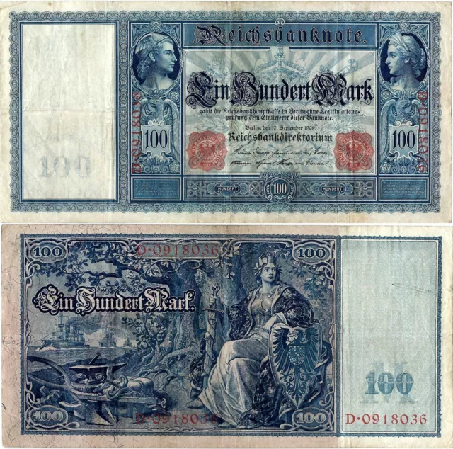 Reichsbanknote 100 Mark 1909 Berlin Reichsbank DEU-35 Ro.38 P-38