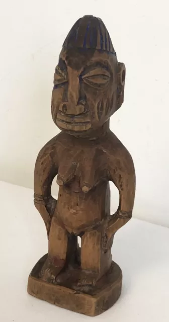 Nigerian Hand Carved Wooden Yoruba African Female Figural Statue Early 20th Cent