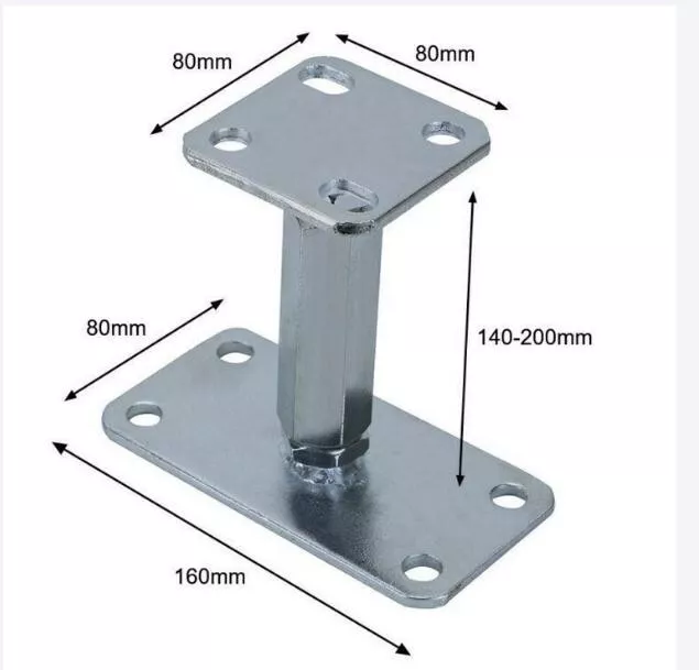 Pfostenträger Höhenverstellbar Pfostenschuh 80x80mm M20 Neu 140 - 200mm