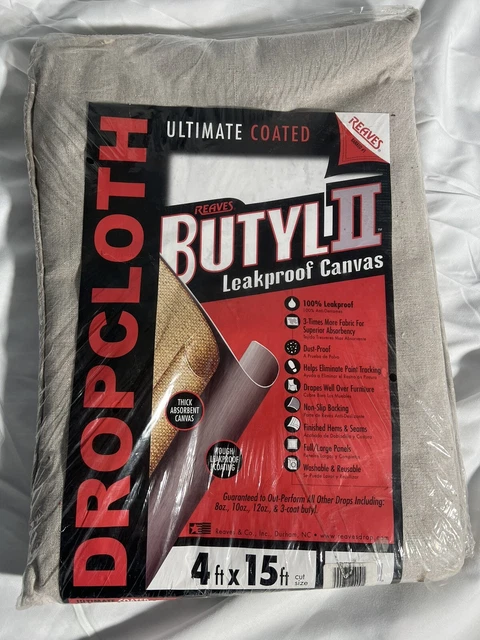4 Ft. X 15 Ft. Ultimate￼ Coated Butyl 2 Drop Cloth Leak Proof
