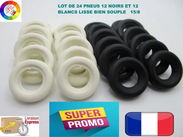 Dinky Toys Lot De 24 Pneus Tyres 15/8 Bande Rond Lisse Blanc  Et Noir Standard