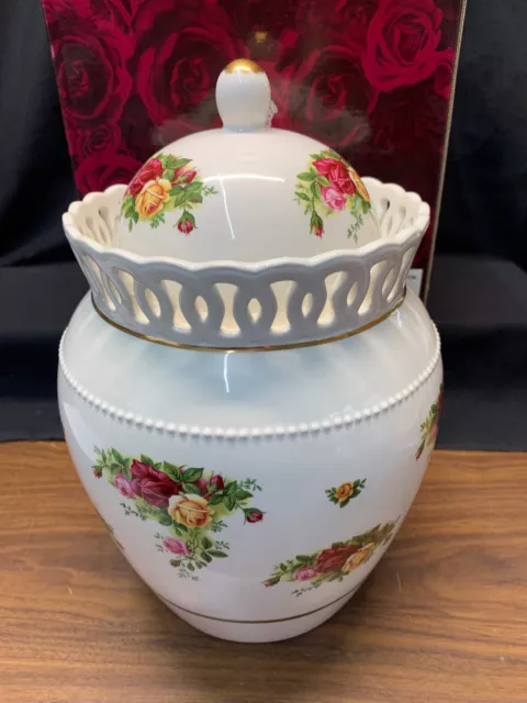 Royal Albert Doulton Old Country Roses Biscuit Jar Barrel L/E With Org. Box
