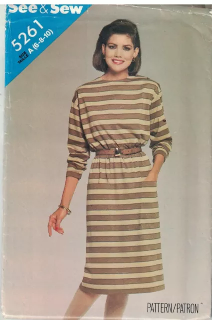 5261 UNCUT Vintage Butterick Sewing Pattern Misses Loose Fitting Pullover Dress