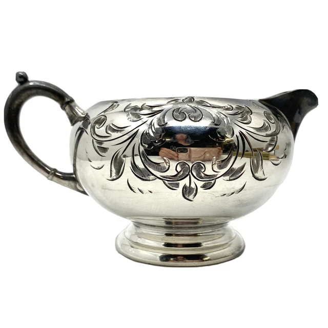 Antique VICTORIAN PLATE Creamer Diamond Cut Etching