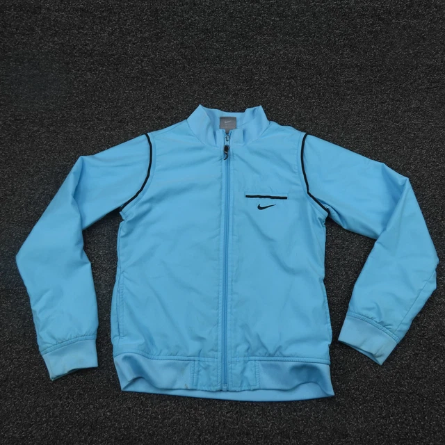 Nike Jacket Girls Large Blue & Black Full Zip Mock Neck Long Sleeve Youth