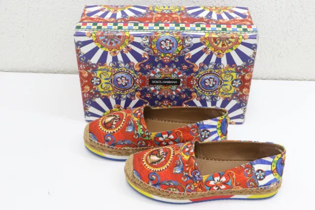 Dolce & Gabbana Multicolor Printed Canvas Espadrilles Womens Size EU 40/US 10