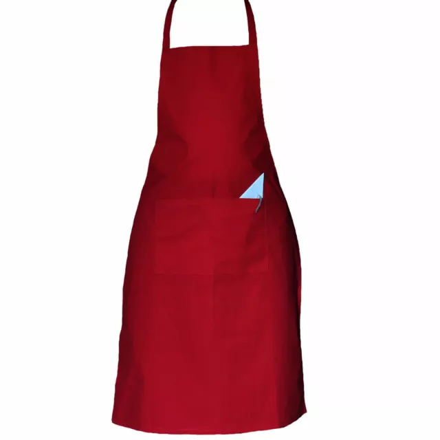 Full Plain Apron With Front Pocket Chefs Butchers Kitchen Cooking Craft Baking 3