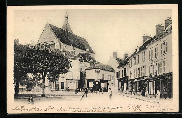 CPA Épernon, Place de l´Hotel-de-Ville 1903