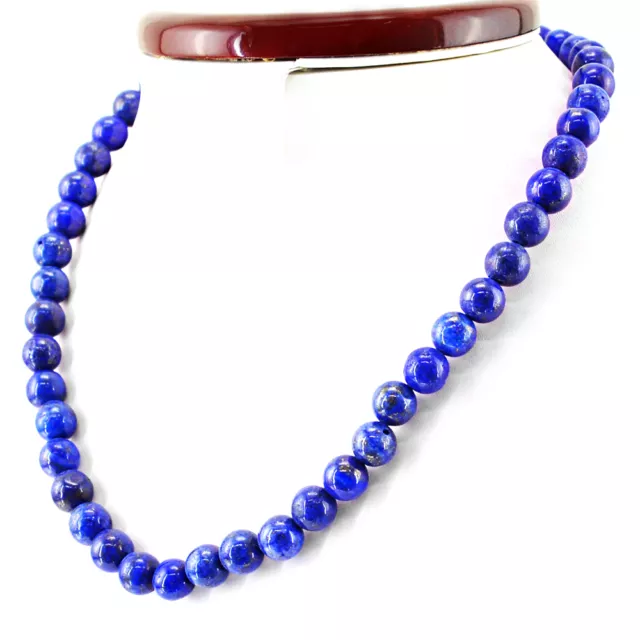 317.00 Cts Natural Untreated Rich Blue Lapis Lazuli Round Shape Beads Necklace