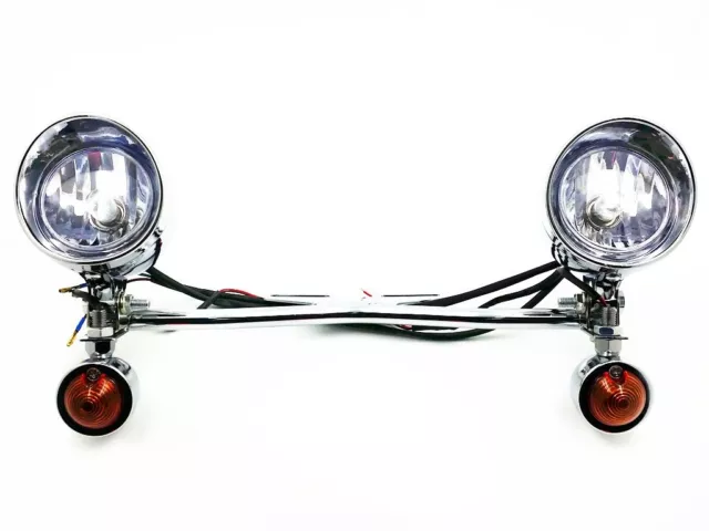 Chrome Turn Signal Spot Fog light Bar For Yamaha V Star Road Star XV Touring