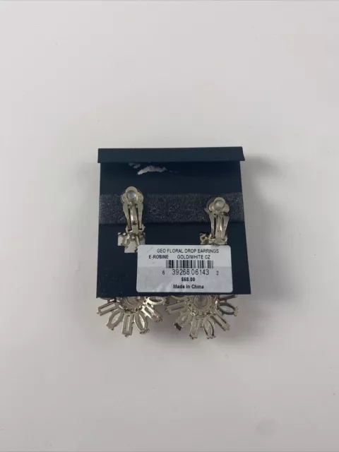 NWT Nina Geo Floral Drop Earrings Gold/White 2