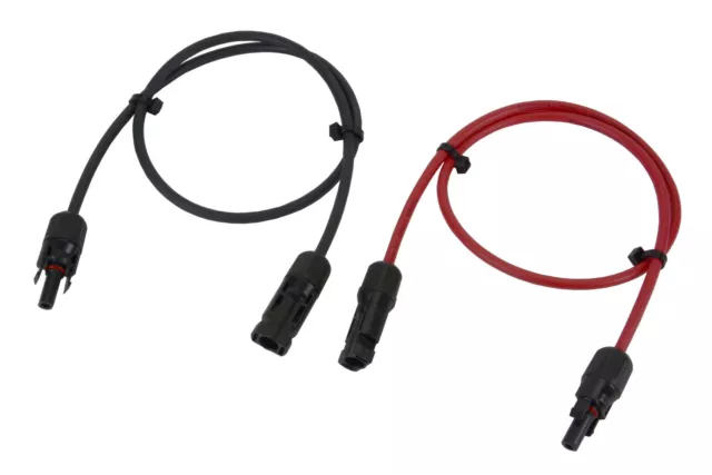 1 Pair 2.5 ft Solar Panel Extension Connector 10 AWG PV Cable Wire Blk/Red