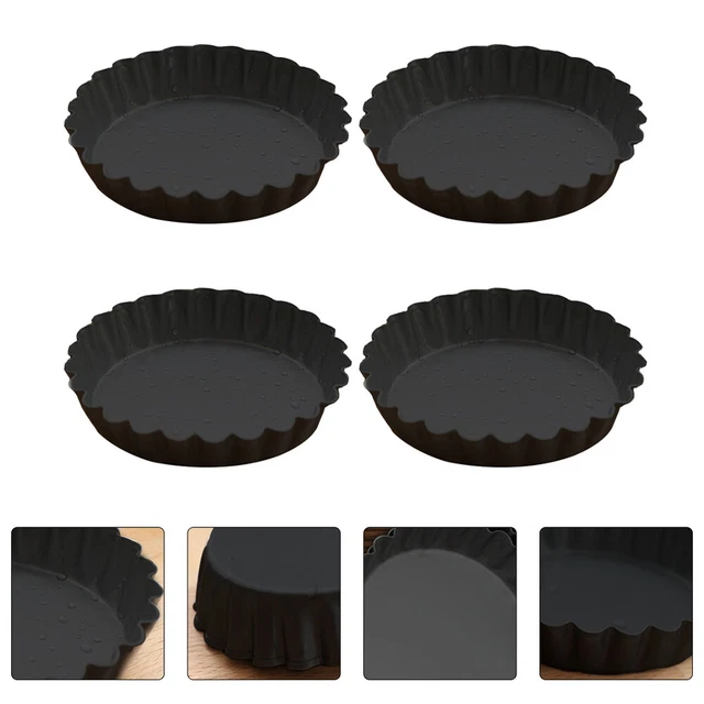 4 pz Lattine per Torta Crisantemo Piastra Acciaio Al Carbonio Cerchio Mini Torta Nero