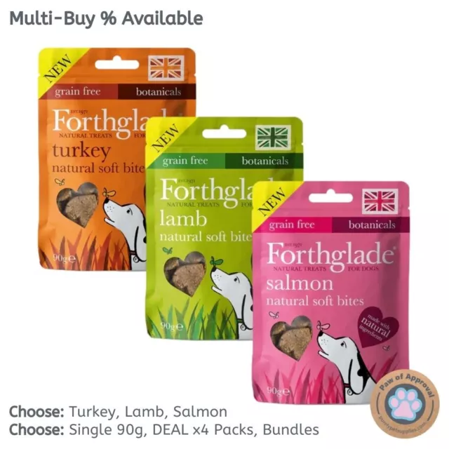 Forthglade Soft Bites Dog Puppy Natural Training Meaty Salmon Lamb Turkey Treats