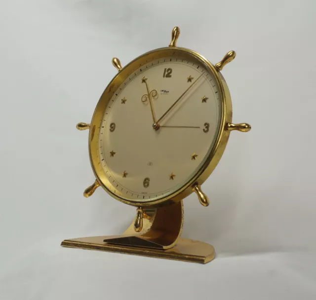 Horloge de table Imhof Genève avec fonction réveil en laiton doré 2
