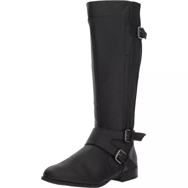 LifeStride Women Knee High Riding Boots Fallon Size US 7.5W Black Faux Leather