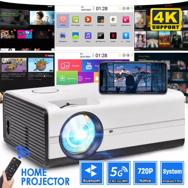 7500 Lumen LED Projector 4k 1080p Mini Home Theater WiFi Bluetooth Android HDMI