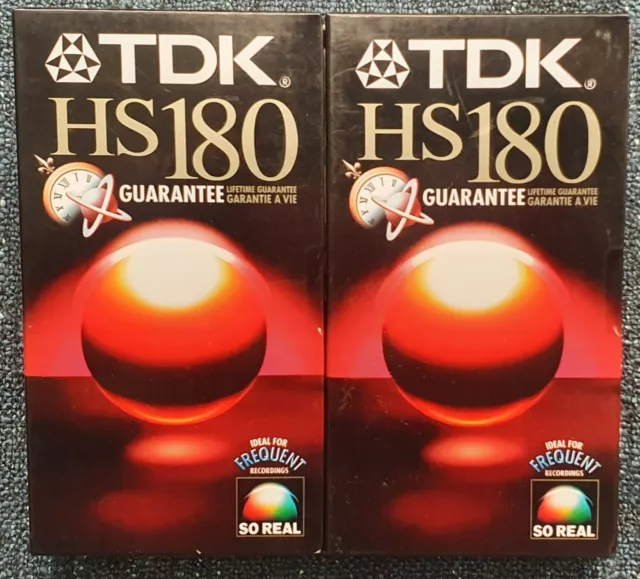 Tdk Hs180 Blank Video Tape Cassettes X2 Sealed New Vhs Recording High Quality